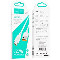 Кабель Hoco X93 Force 27W charging data cable Type-C 1 м Білий - мініатюра 2
