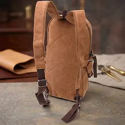 Місткий текстильний рюкзак у стилі мілітарі Vintagе 22180 коричневий - мініатюра 4