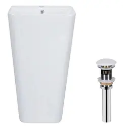 Комплект Qtap Tern: Раковина підлогова моноблок 440х380х830 мм White + Донний клапан PU02O (QT1711G302WN47320)