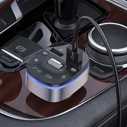 Автомобільний FM модулятор (трансмітер) Hoco E71 Crystal 18 W 2 USB (391840013) - мініатюра 4