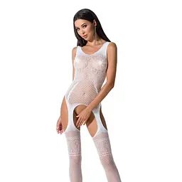 Бодістокінг Passion BS061 white, комбінезон, імітація панчіх