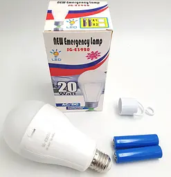 Світлодіодна LED акумуляторна лампа (знімні 2 × 18650) автономна аварійна 3 режими яскравості 20 W лампочка, цоколь E27 UKC SG-E3920