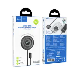 Бездротовий зарядний пристрій Hoco CW61 Phantom magnetic wireless fast charger with digital display Чорний - мініатюра 2