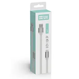 Дата кабель USB 2.0 AM to USB-C 0.25m white ColorWay (CW-CBUC001-WH) - мініатюра 2