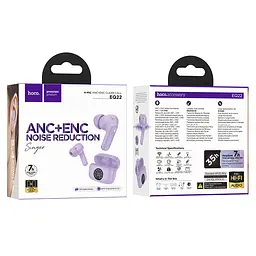 Бездротові TWS навушники Hoco EQ22 Singer ANC+ENC Taro Purple - мініатюра 2