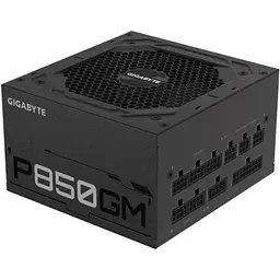 Блок живлення Gigabyte 850 Вт P850GM, Black, модульний, 120 мм (HYB), Active PFC, 80 Plus Gold, MB: 20+4 pin, CPU: 4+4 pin, VGA: 4 x 6+2 pin, 3xMolex / 1xFDD/ 8xPOP/ (GP-P850GM)