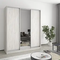 Шафа-купе тридверна MebelStar Стандарт AL 2ДСП/Дзеркало 180x45x210 см Аляска сірий (MBS-2950)