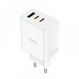 Мережевий зарядний пристрій адаптер HOCO C126A Pure 1 USB/2Type-C, 40 W, підтримка швидкого заряджання PD/QC/FCP/AFC - мініатюра 3