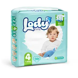 Підгузки дитячі Lody Baby Air maxi 4 (7-18 кг) 30 шт. дихаючі на липучках - мініатюра 1