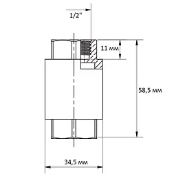 Клапан зворотній Roho R300-050 - 1/2" ВВ "Mondial", лат. шток RO0243 - мініатюра 2