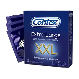 Презервативи Contex Extra Large збільшеного розміру з силіконовою змазкою 3 шт. (5060040300077)