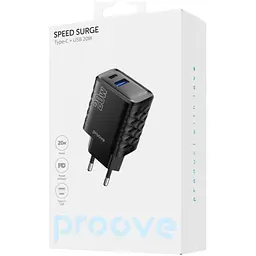 Мережевий зарядний пристрій Proove Speed Surge 20W USB-A/USB-C Black [WCSS20120001] [130283] - мініатюра 2