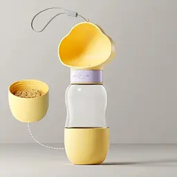 Пляшка-поїлка для тварин Semi Foot 350 мл + 200 мл, Yellow на 2 відділення