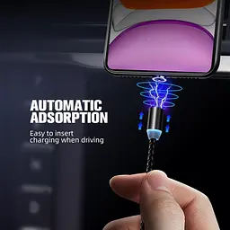 Магнітний кабель для зарядки телефону, чорний, Micro USB, з підсвіткою - мініатюра 4