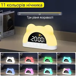 Дитячий настільний електронний годинник Mids 825 з нічником, білі - мініатюра 2