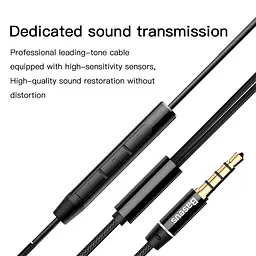 Провідні навушники Baseus Premium Enock H06 lateral in-ear, 3.5mm, 1.2m, Black, NGH06-01 - мініатюра 5