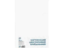 Картон ОФОРТ 10 аркушів білий двосторнній А4 300г/м2 КА4910Е