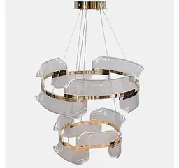 Двоярусна підвісна LED-люстра Artlight 512162/60+40GD золота з двома кільцями та прозорими акриловими розсіювачами - мініатюра 3