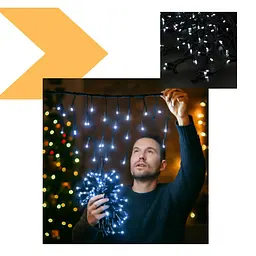 Гірлянда XPRO Xmas LED 120 діодів 3.3Line Short Curtain Бульбашки/Бахрома W-2 білий 5 м чорний (47672-7237_675) - мініатюра 4