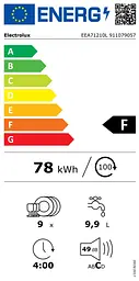 Посудомийна машина Electrolux Electrolux вбудована, 9 комплектів F, 45 см, інвертор, чорний - мініатюра 9