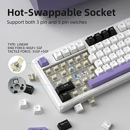 Клавіатура MageGee SKY 87 RGB Wireless Ivory White Switch Ice Purple (6971969728486-UA) [164308] - мініатюра 10