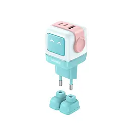 Мережевий зарядний пристрій Ugreen CD361 Nexode RG Robot Design GaN Fast Charger QC 4.0 65W рожевий/блакитний (35855)