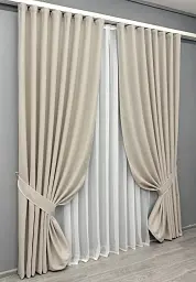 Комплект штор VR-Textil Scandi блекаут 2 шт 100x270 см бежевий (1904ш) - мініатюра 3