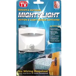 Світлодіодна LED-лампа з датчиком руху на батареях AAA світильник Mighty Light біла - мініатюра 8