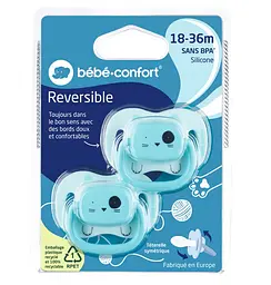 Пустушка силіконова Bebe Confort Reversible Soothers Minimalistic Animals, симетрична, 18-36 міс., 2 шт., синя (3104202030) - мініатюра 3