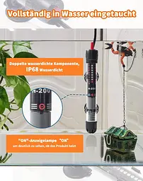 Нагрівач для акваріума NETONDA Регульований 60L 50W Опір - мініатюра 3