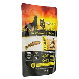 Сухий корм Ambrosia Grain Free для дорослих собак малих порід зі свіжою куркою та лососем 100 г - мініатюра 2