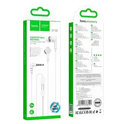 Дротові навушники Hoco M102 Ingenious universal earphones with microphone, 3.5mm, 1.2m, white - мініатюра 4