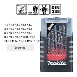 Набір свердл HSS-G 1-13 мм Makita D-50457 (25 шт) - мініатюра 2