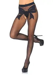 Колготки - Leg Avenue Woven Bow Crotchless Pantyhose Black One Size