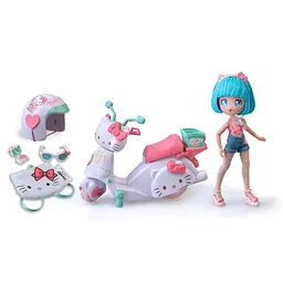 Ігровий набір 4SF MANGA DOLLS серії "Hello Kitty" – КРАСУНЯ ПІНК НА СКУТЕРІ (з аксес.) 4SF Manga Dolls HKTF3000 - мініатюра 2