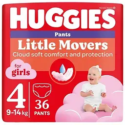 Підгузки Huggies Little Movers/Pants 4 (9-14 кг) Jumbo для дівчаток 36 шт (5029053564258)