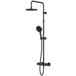 Душова система з термостатом Am.Pm X-Joy верхній душ 220 мм black F0785A422, Чорний матовий