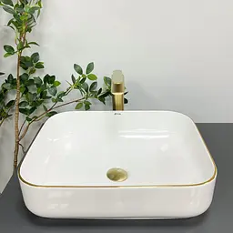 Умивальник VBI Palermo white gold Edge накладний VBI-012308, Золотий - мініатюра 4