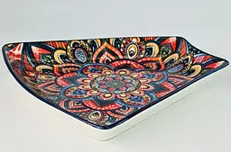 Блюдо-сегмент кераміка 22.5x19x9.3 см Мальоване чорне