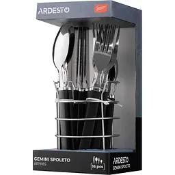Набір столових приборів Ardesto Gemini Spoleto чорний 16 шт. (AR1916S) - мініатюра 6