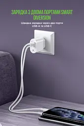 Мережевий зарядний пристрій MadeInFuture MFS12 12W A+C + кабель USB-A to USB-C White (MIF82822) - мініатюра 6