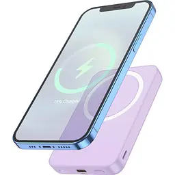 Зовнішній акумулятор Hoco J109 Easy MagSafe 5000mAh 20W Purple [101294] - мініатюра 4