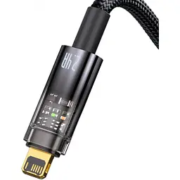 Кабель Baseus Explorer Series Auto Power-Off Fast USB to Lightning 2.4A 2m Black (CATS000501) [86021] - мініатюра 3