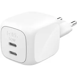 Мережевий зарядний пристрій Belkin Boost Up Charge Pro Dual USB-C GaN 50W White + Cable USB-C - USB-C (WCH019KQ1MWH-B6) [158913] - мініатюра 2