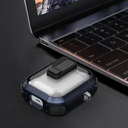 Футляр протиударний Locking Button для навушників Airpods 1/2 Blue - мініатюра 6