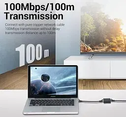 Розгалужувач мережевого кабелю Vention RJ45 до 100 мб/сек, чорний (IPTB0) - мініатюра 2