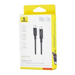 Кабель Baseus Lit Button-Control Fast Charging Data Cable USB-C to USB-C 100W 2m Black - мініатюра 2