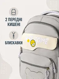 Підлітковий шкільний рюкзак 43×30×18 см для навчання та міста, 2 відділення, 2 передні кишені й антивор, сірий (49676342) - мініатюра 7