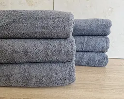 Набір турецьких махрових однотонних рушників Gulcan 6 штук 70х140 сірий Grey щільність 480 г/м2 петля 16/1 - мініатюра 2