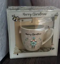 Новорічна чашка Elisey 9150-002-1 Merry Christmas керамічна з ложкою 175 мл Бежева - мініатюра 4